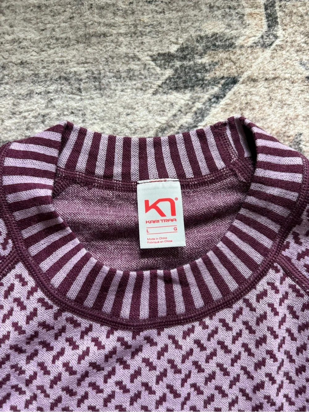 KARI TRAA SMEKKER wool LONG SLEEVE BASELAYER size L purple